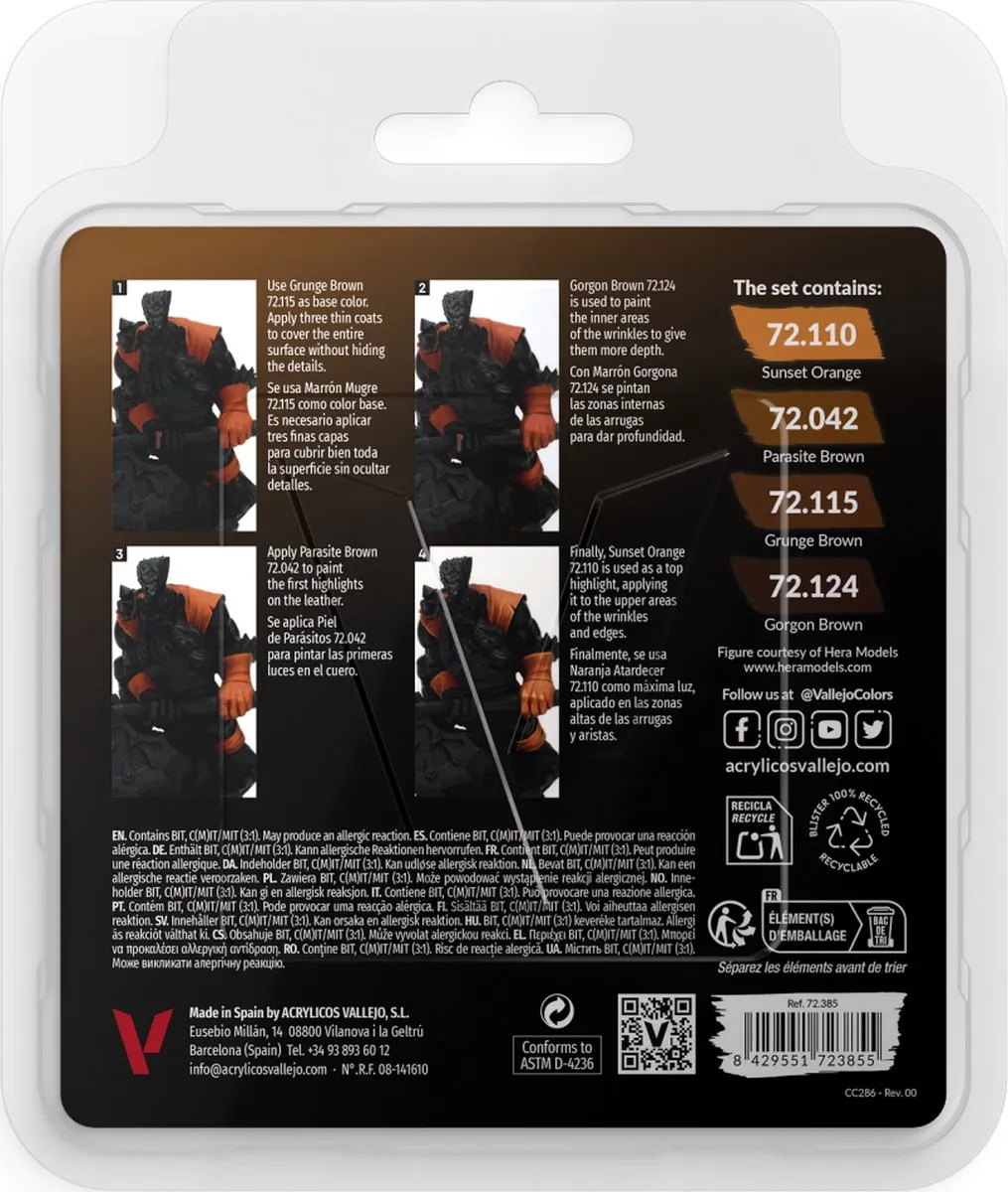 Vallejo Game Color Leather Color Acrylverfset - 4x18ml