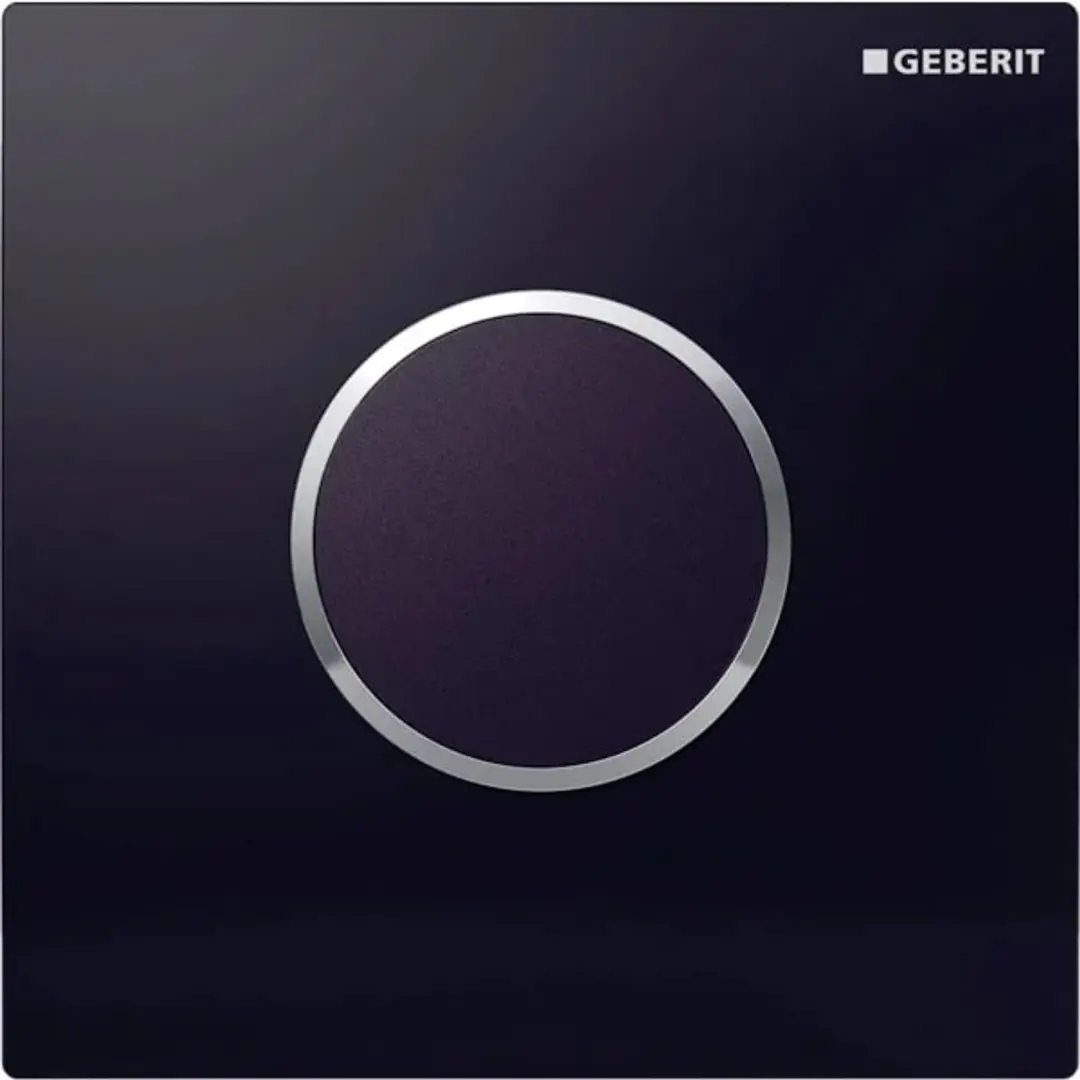 Geberit Type 10 afdekplaat, rond: plaat: zwart / glanzend, designring: chroom /