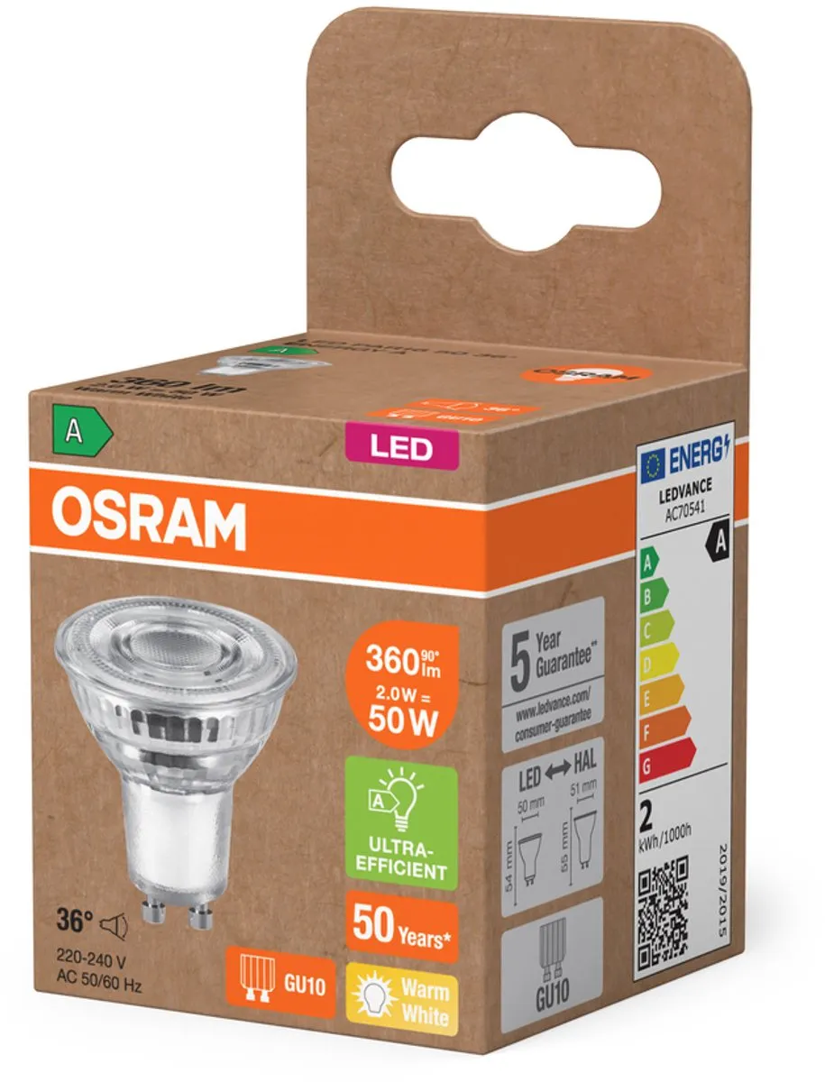 Osram GU10 LED 2W Warmwit
