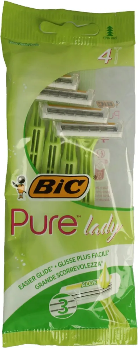 Bic Pure Lady Scheermesjes - 4 Stuks (Geel/Wit/ Groen)