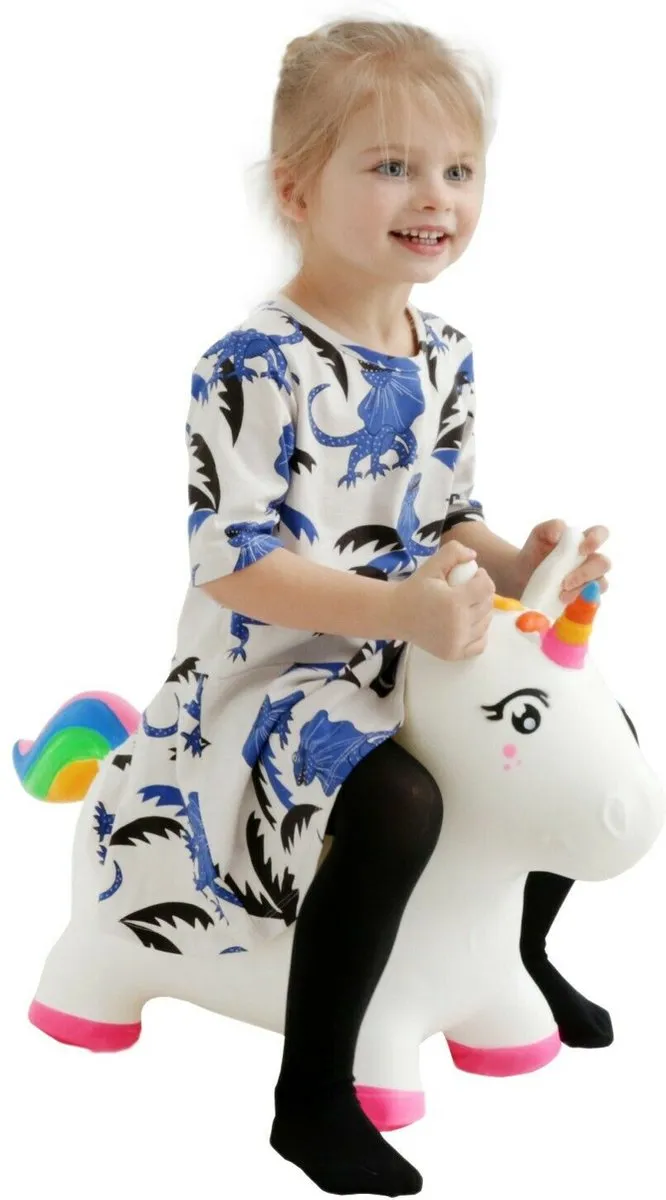 Jumpy - Eenhoorn wit – roze - Hopper 100 kg belastbaar - Speelgoed Skippybal - Skippy Dieren - Skippybal Haas - Kinderspeelgoed - Speelgoed 12 maanden - Inclusief Pomp - Tot 100 kg Gewicht - Skippy bal - Cadeau kind - voedselveilige materialen