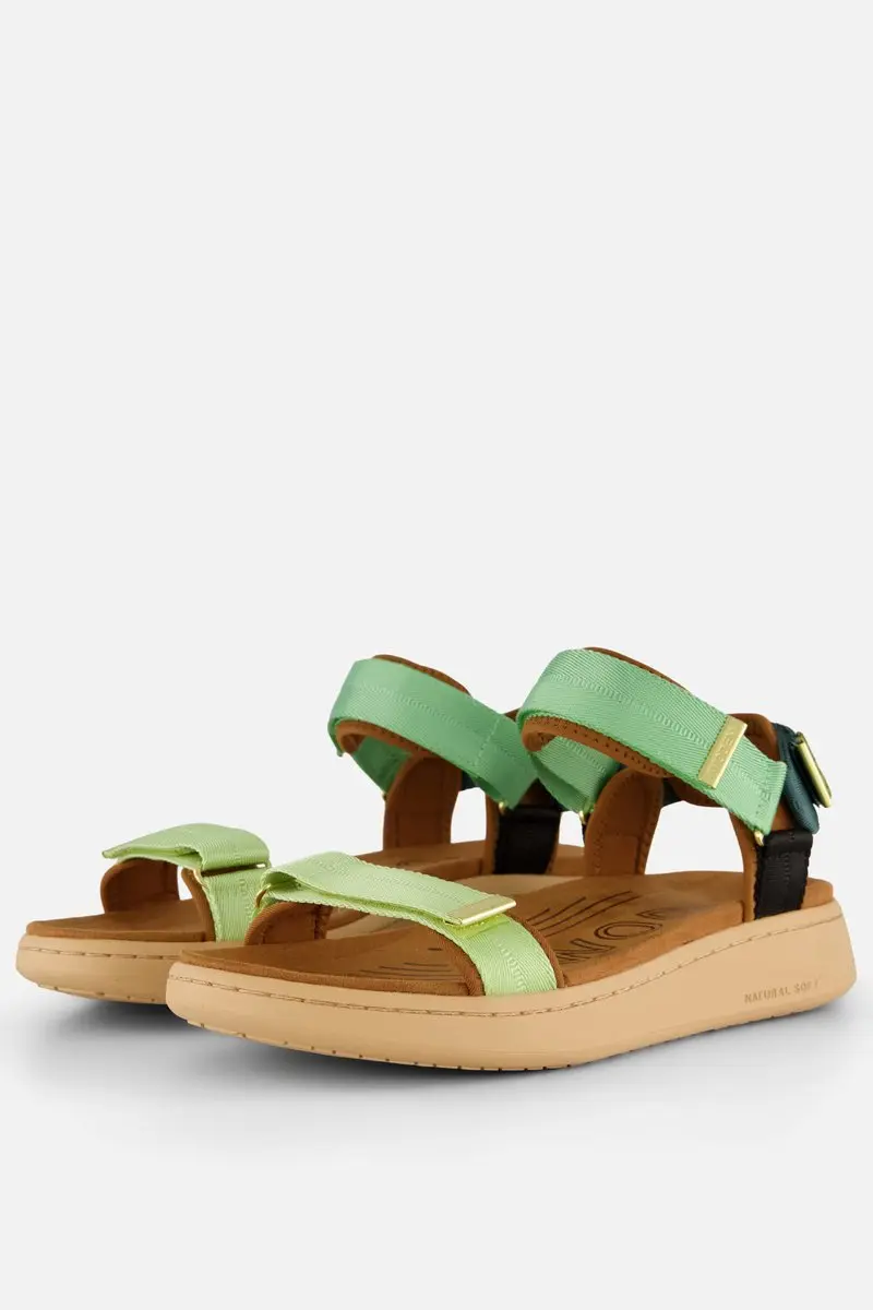 Woden Line Sandalen groen Textiel