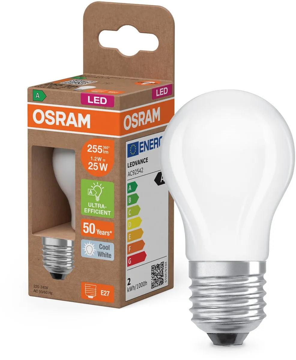 Osram LED Classic E27 Peer Filament 1.2W 255lm - Koel wit