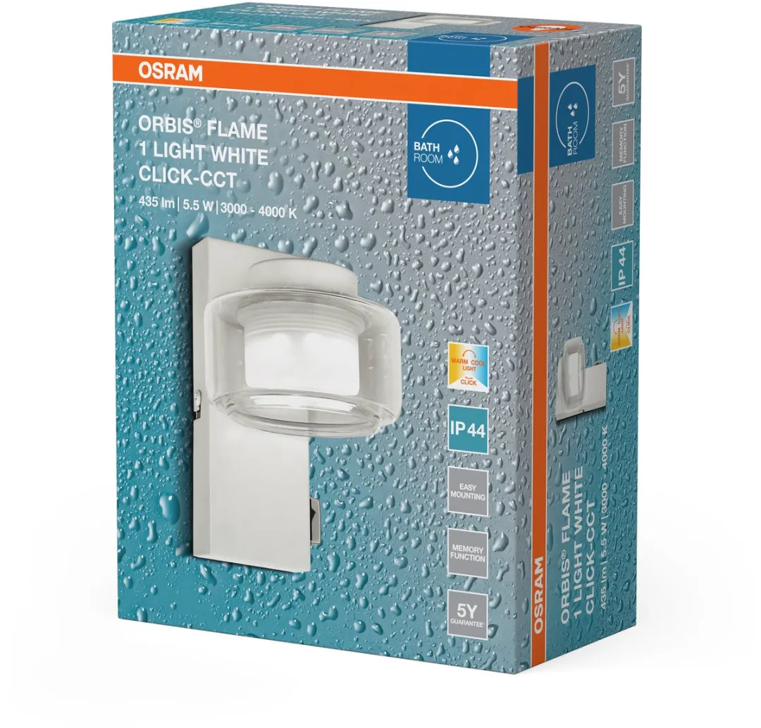 Osram Orbis Flame Wandlamp 5,5W - 350lm - IP44 - Wit