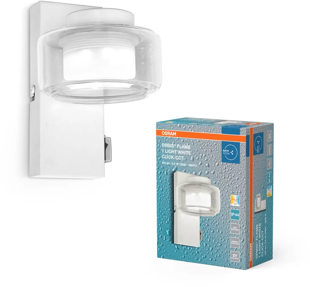 Osram Orbis Flame Wandlamp 5,5W - 350lm - IP44 - Wit