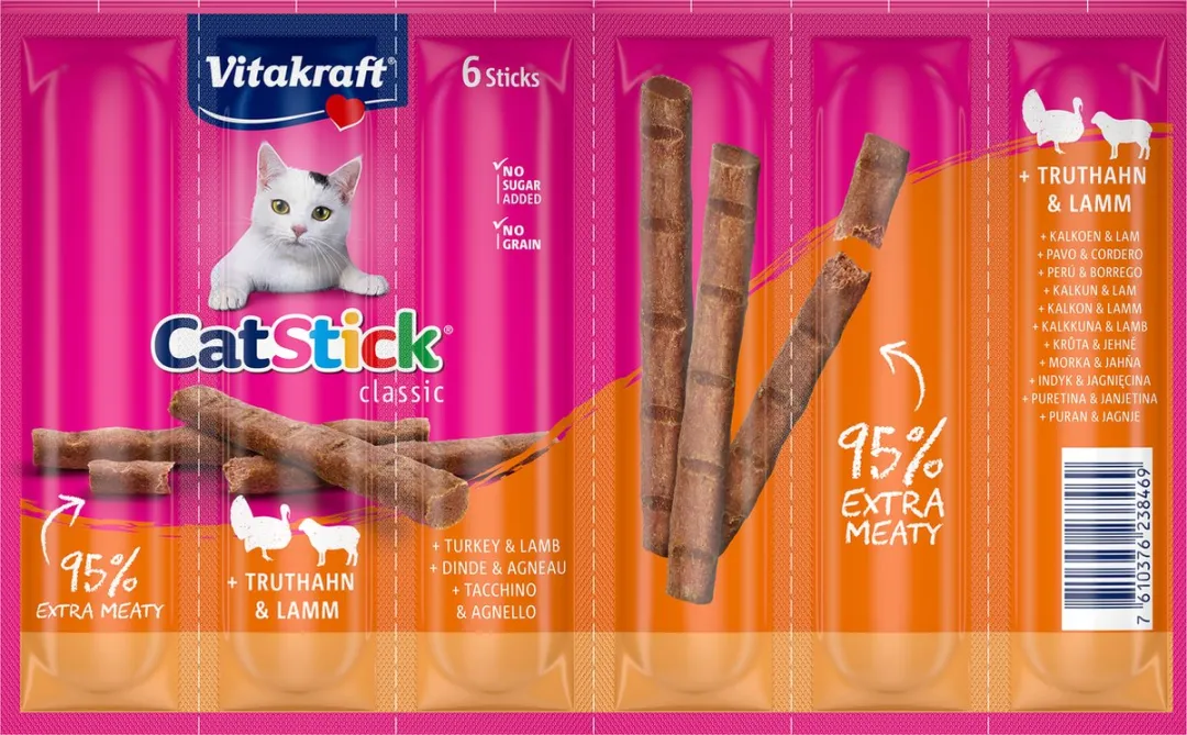 Vitakraft Cat Stick Kalkoen & Lam - 60 Stuks - afbeelding 3 van 4