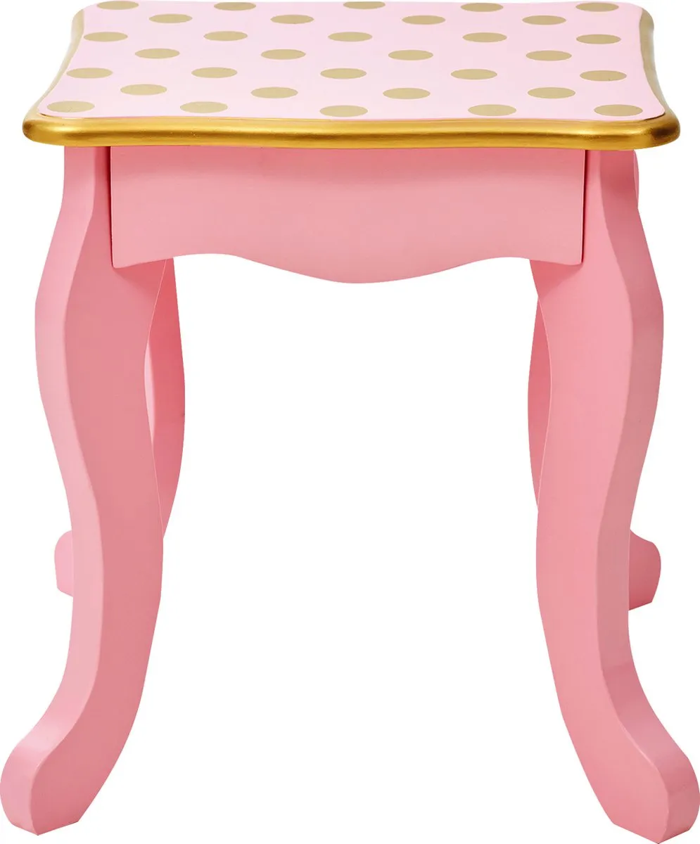 Teamson Kids Houten Kaptafel Polka Dot - Roze/Goud