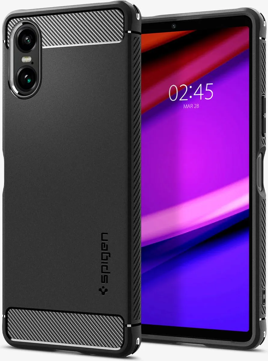 Spigen Rugged Armor ACS08298 Hoesje - Sony Xperia 10 VI - Carbon Zwart - afbeelding 6 van 6