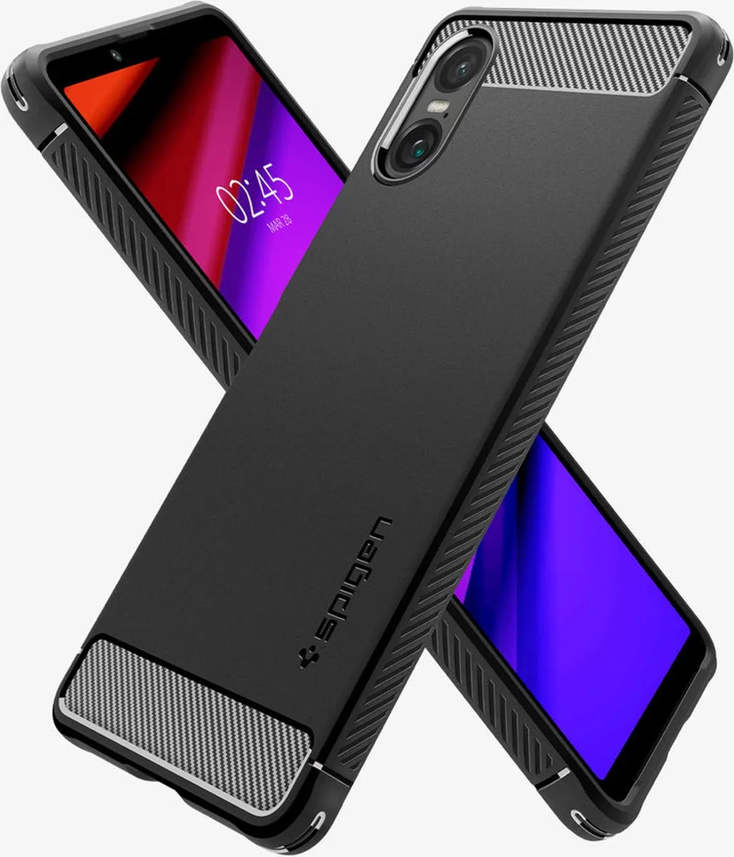 Spigen Rugged Armor ACS08298 Hoesje - Sony Xperia 10 VI - Carbon Zwart - afbeelding 5 van 6