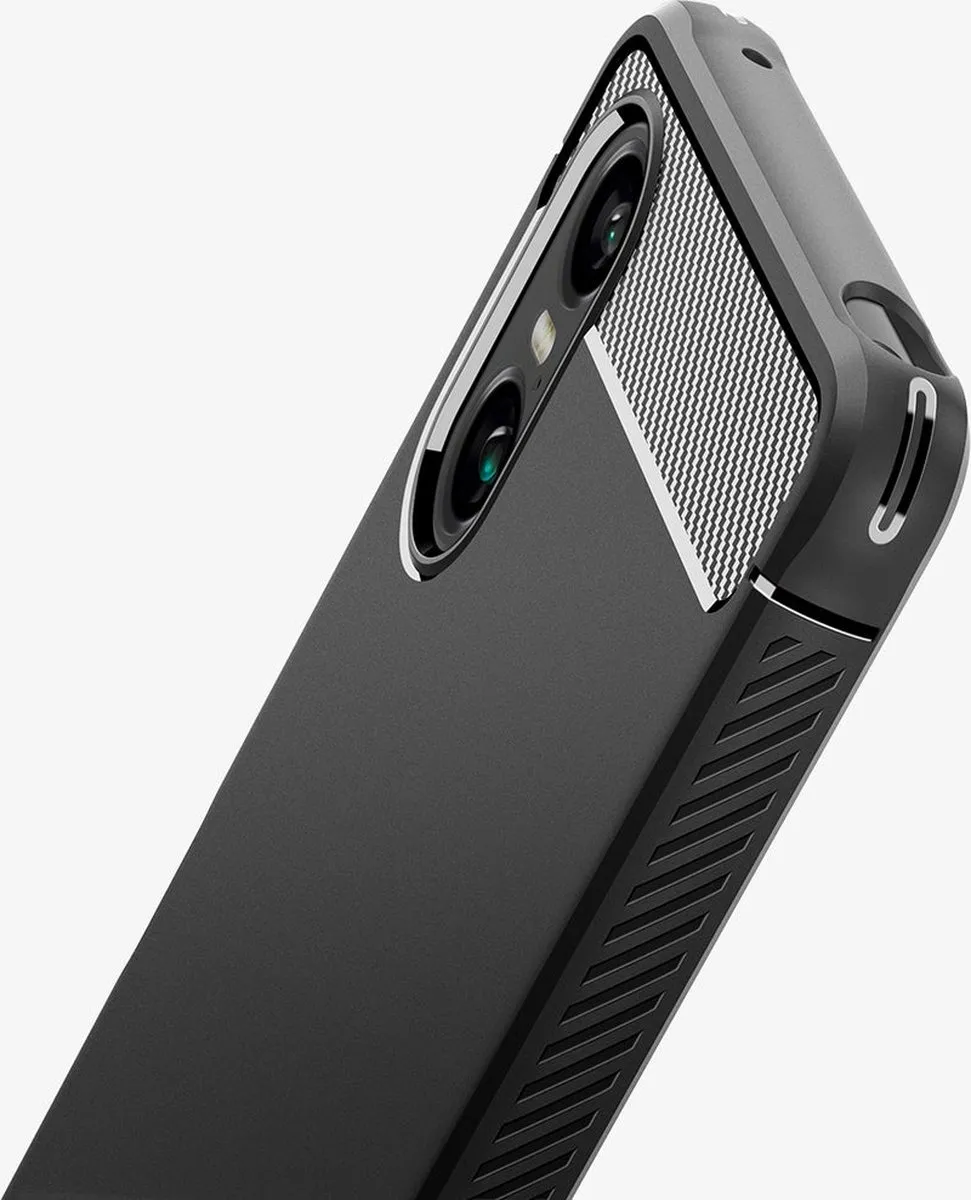 Spigen Rugged Armor ACS08298 Hoesje - Sony Xperia 10 VI - Carbon Zwart - afbeelding 4 van 6