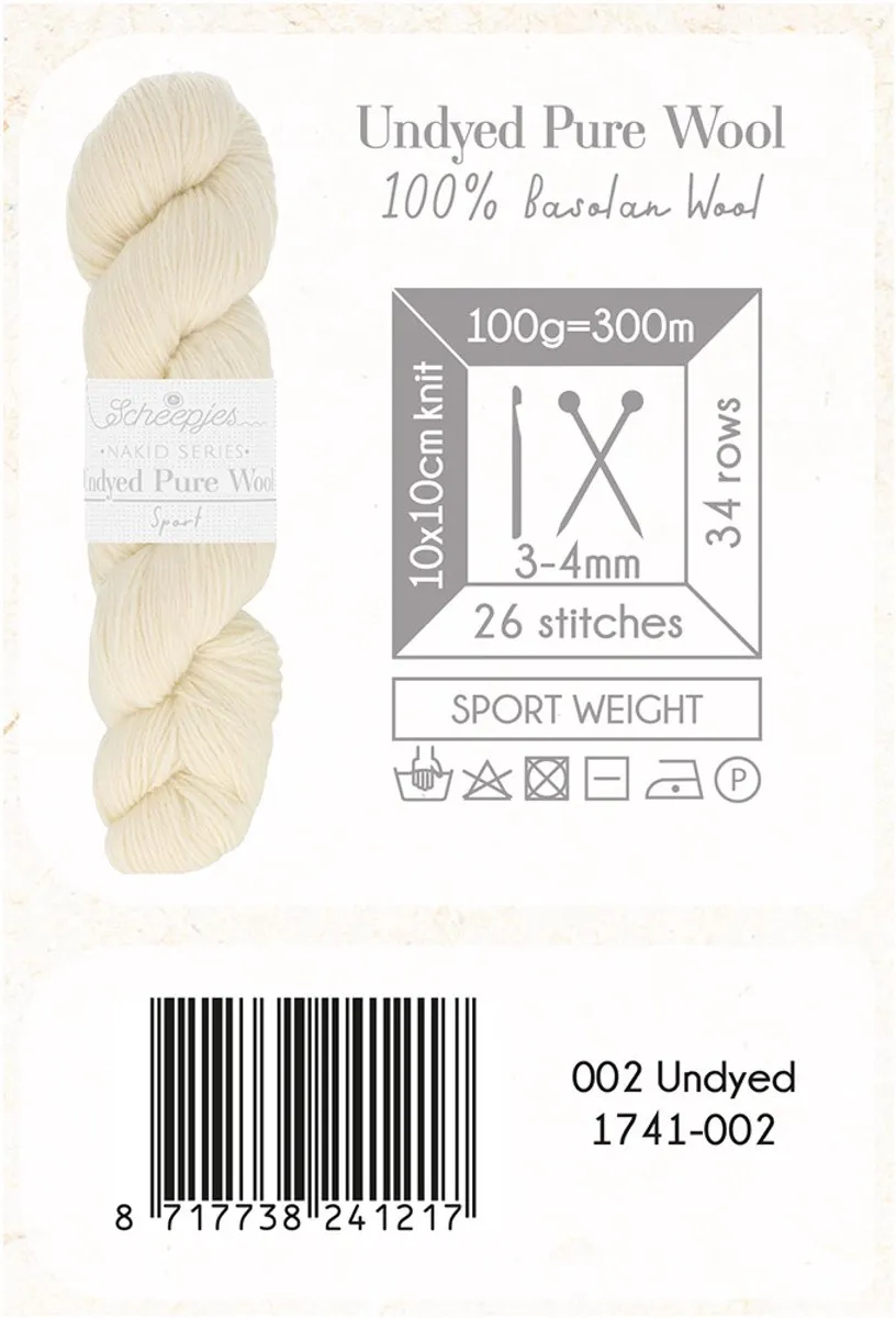 Scheepjes Nakid S. Undyed Pure Wool Sport - 1 Stuk