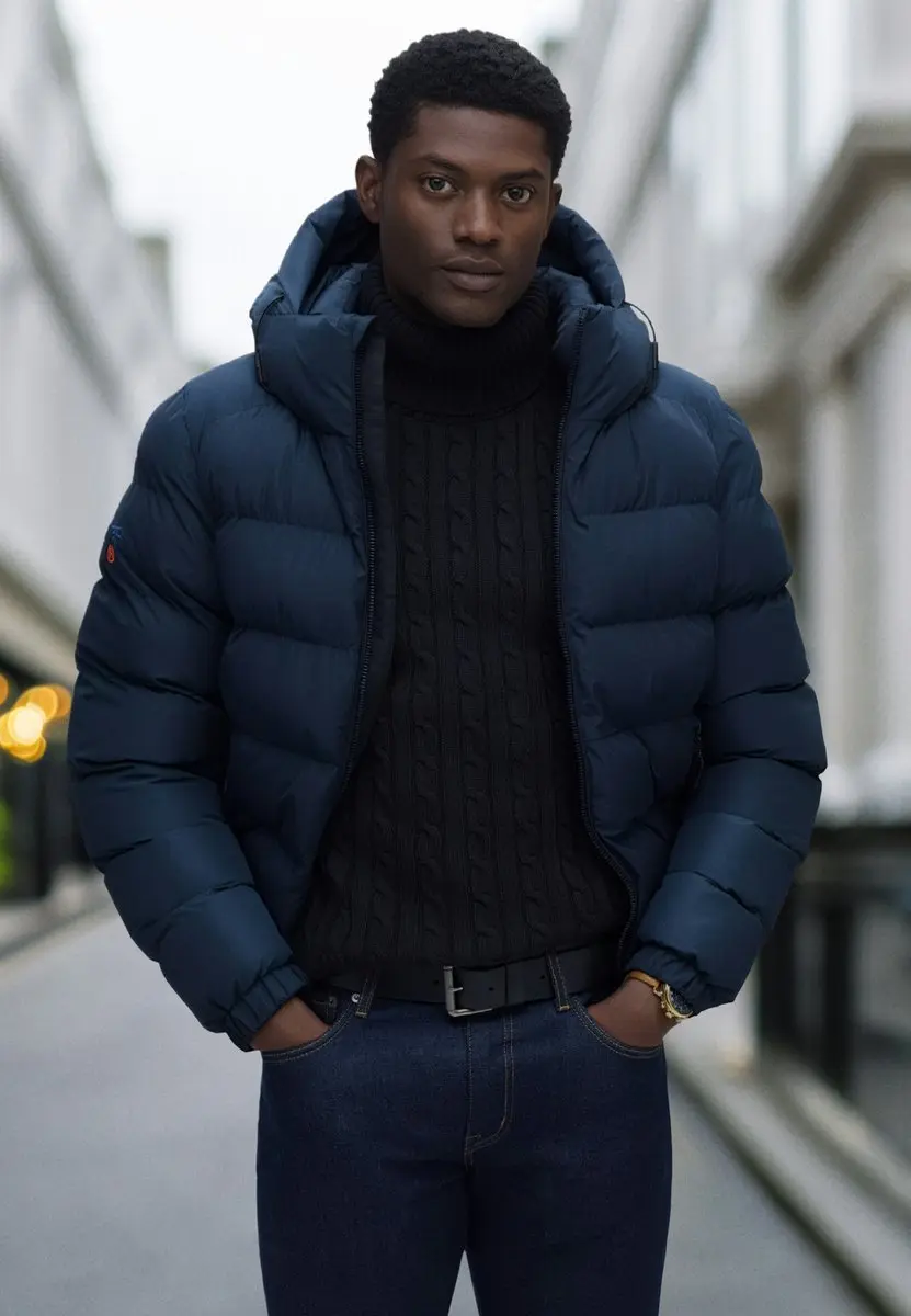 Superdry Sports Puffer Jack met Capuchon - Eclipse Navy - afbeelding 2 van 6