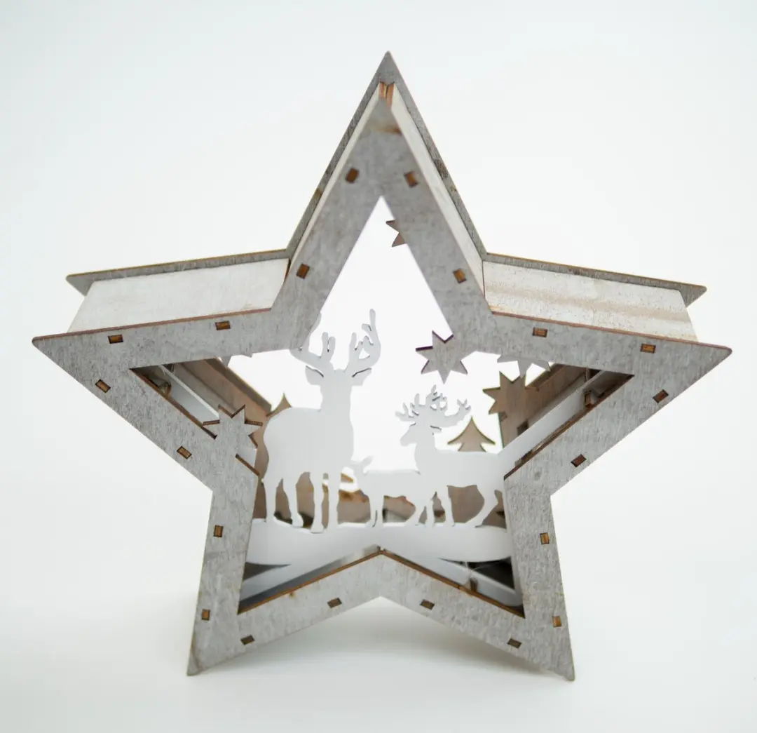 STAR Trading Fauna LED Decoratie Ster - Hout - Warm Wit - afbeelding 3 van 6