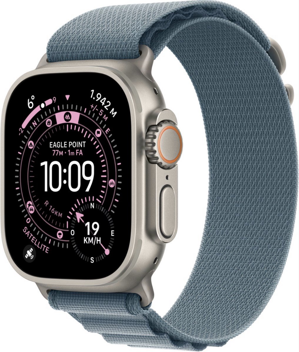 Apple Watch Ultra 3 - Wifi + 5G - 49 mm - Natural Titanium Case with Light Blue Alpine Loop - Large