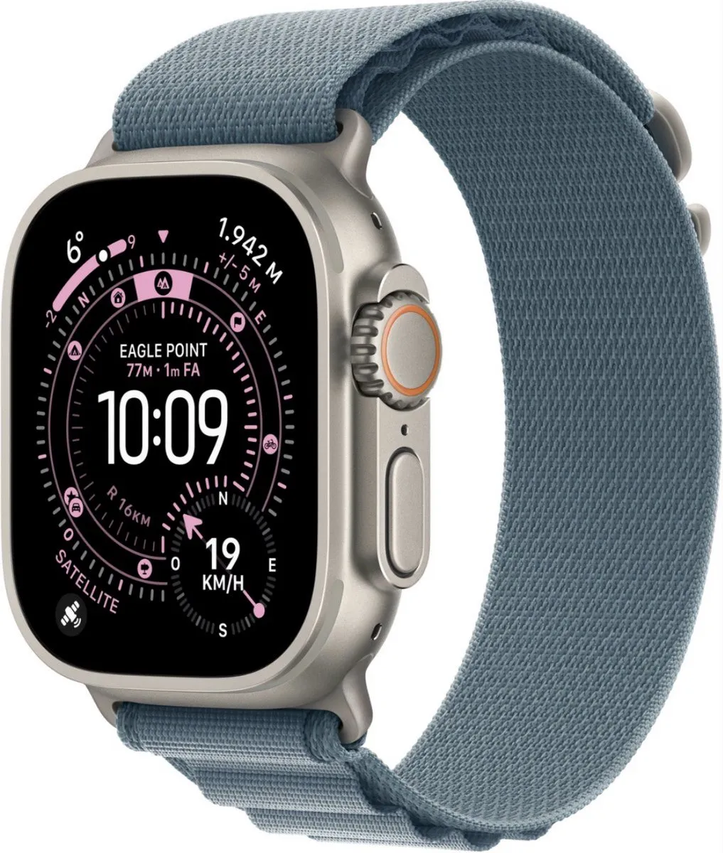 Apple Watch Ultra 3 49mm - Natural Titanium - Light Blue