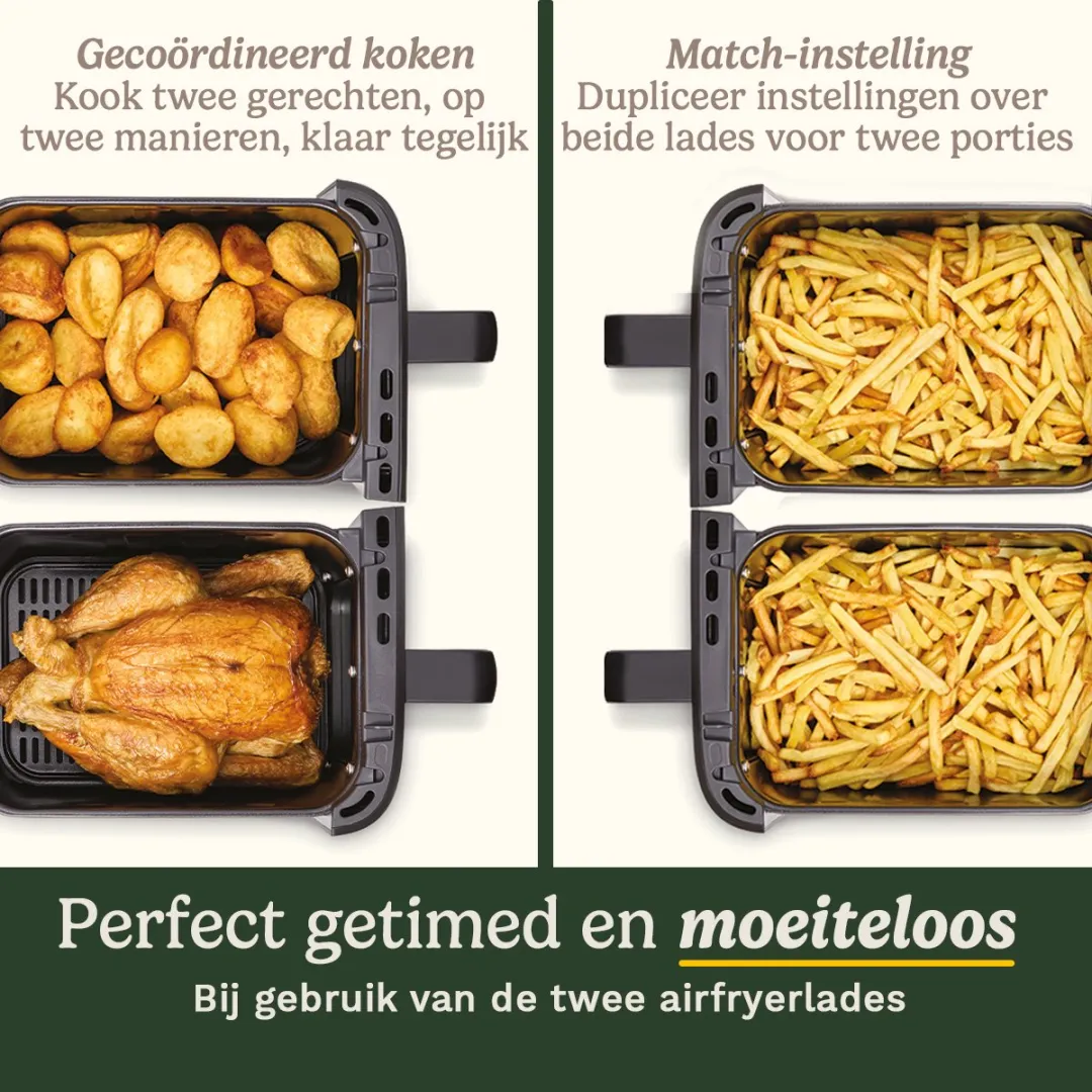 Cuisinart - Tri Zone 13,6 L Airfryer & Oven - 3 zones Heteluchtfriteuse (2x4,3 L + 5 L) - 9 functies - Sync Cooking - PFAS-vrije keramische coating - 2520 – 3000W - Zwart