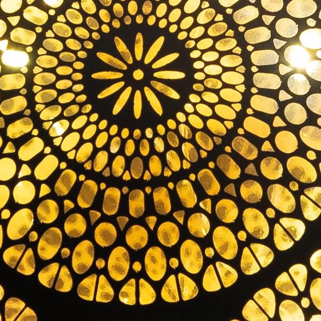 Kersthanger bal Marrakech zwart-goud glas dia. 15 cm 12 LED Anna's...