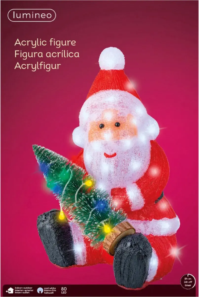 Lumineo LED Kerstfiguur Kerstman Acryl - Multicolour - afbeelding 2 van 5