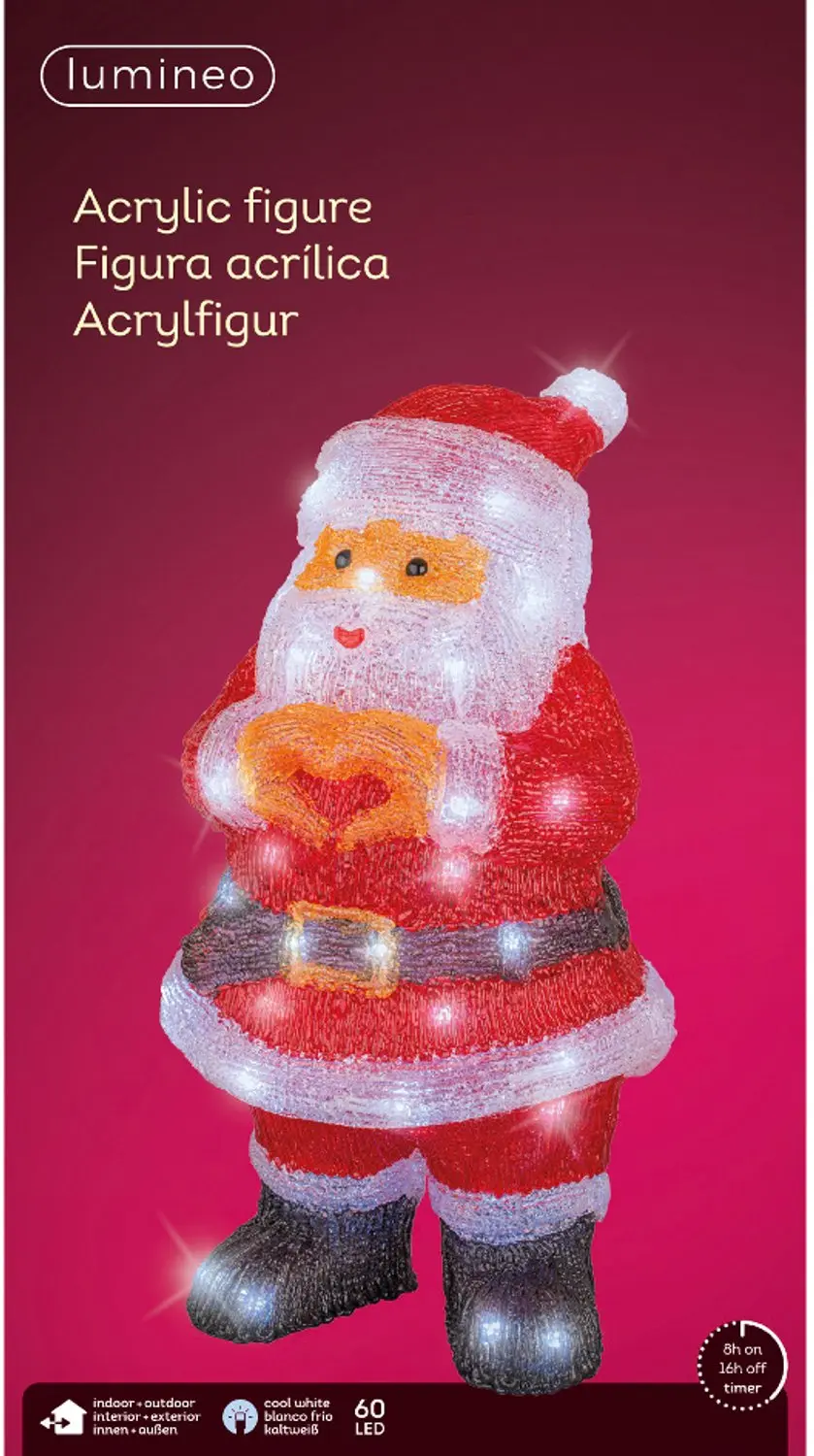 Lumineo LED Kerstfiguur Kerstman Acryl - Multicolour - afbeelding 4 van 5