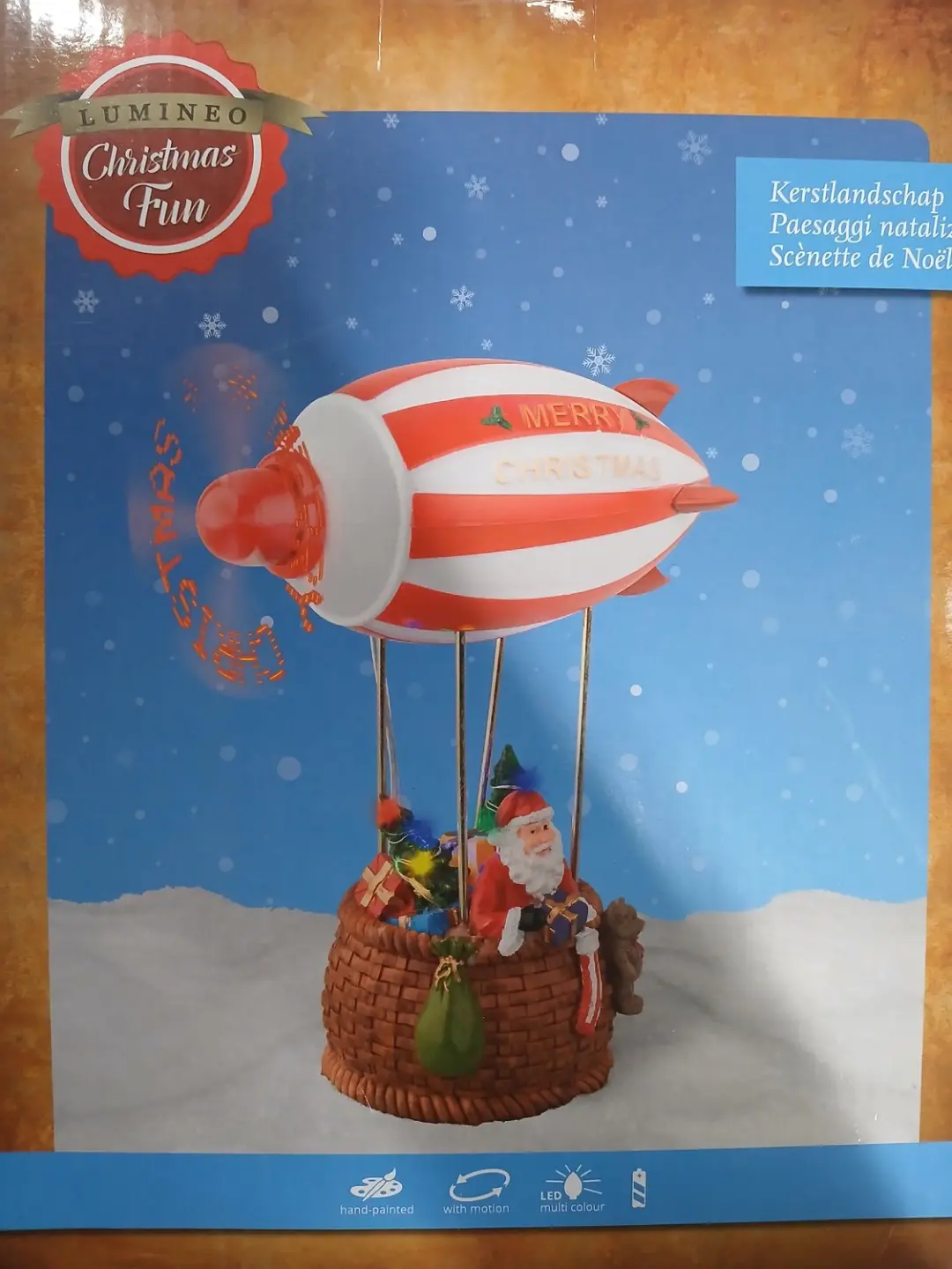 Lumineo Kerstman in luchtballon met led verlichting