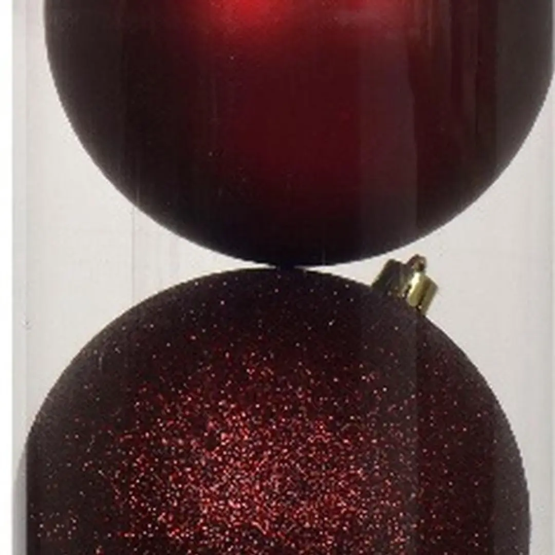 Decoris Kerstballenmix Ossenbloed 4 Stuks 14cm - afbeelding 2 van 2
