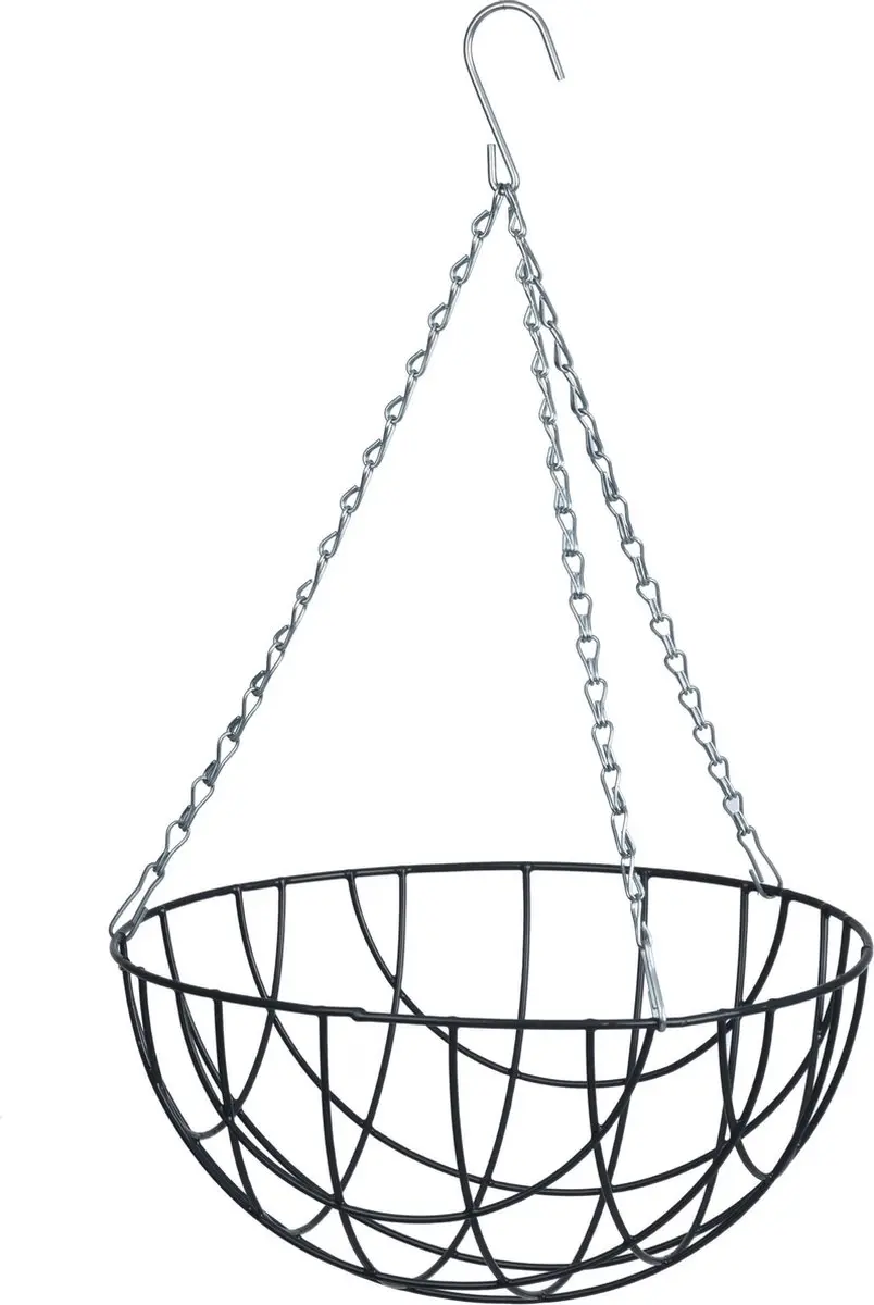hanging basket / plantenbak grijs met verchroomde ketting