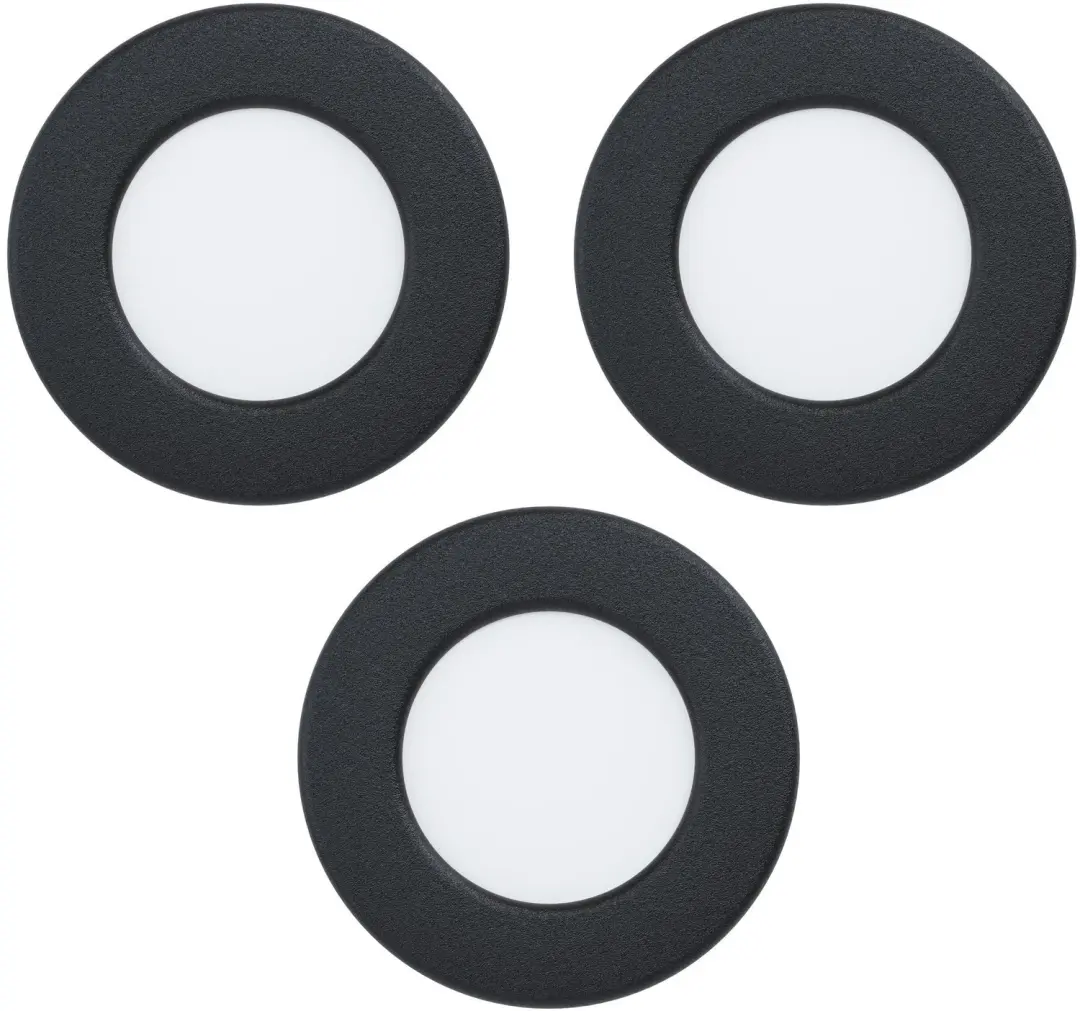 Eglo inbouwspot Fueva 86mm IP44 zwart 3st