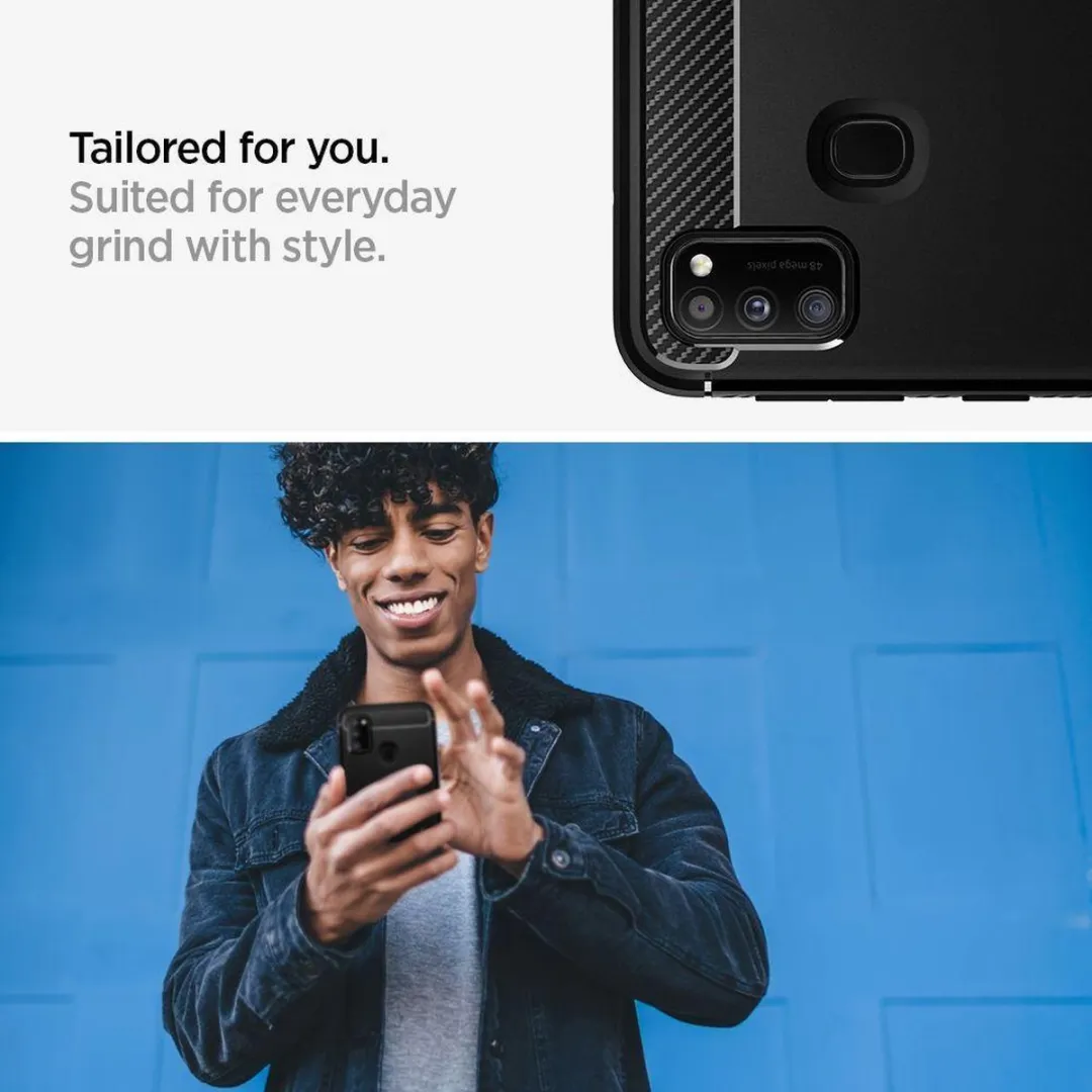 Spigen Rugged Armor ACS01112 Hoesje - Samsung Galaxy M21 - Matt Zwart