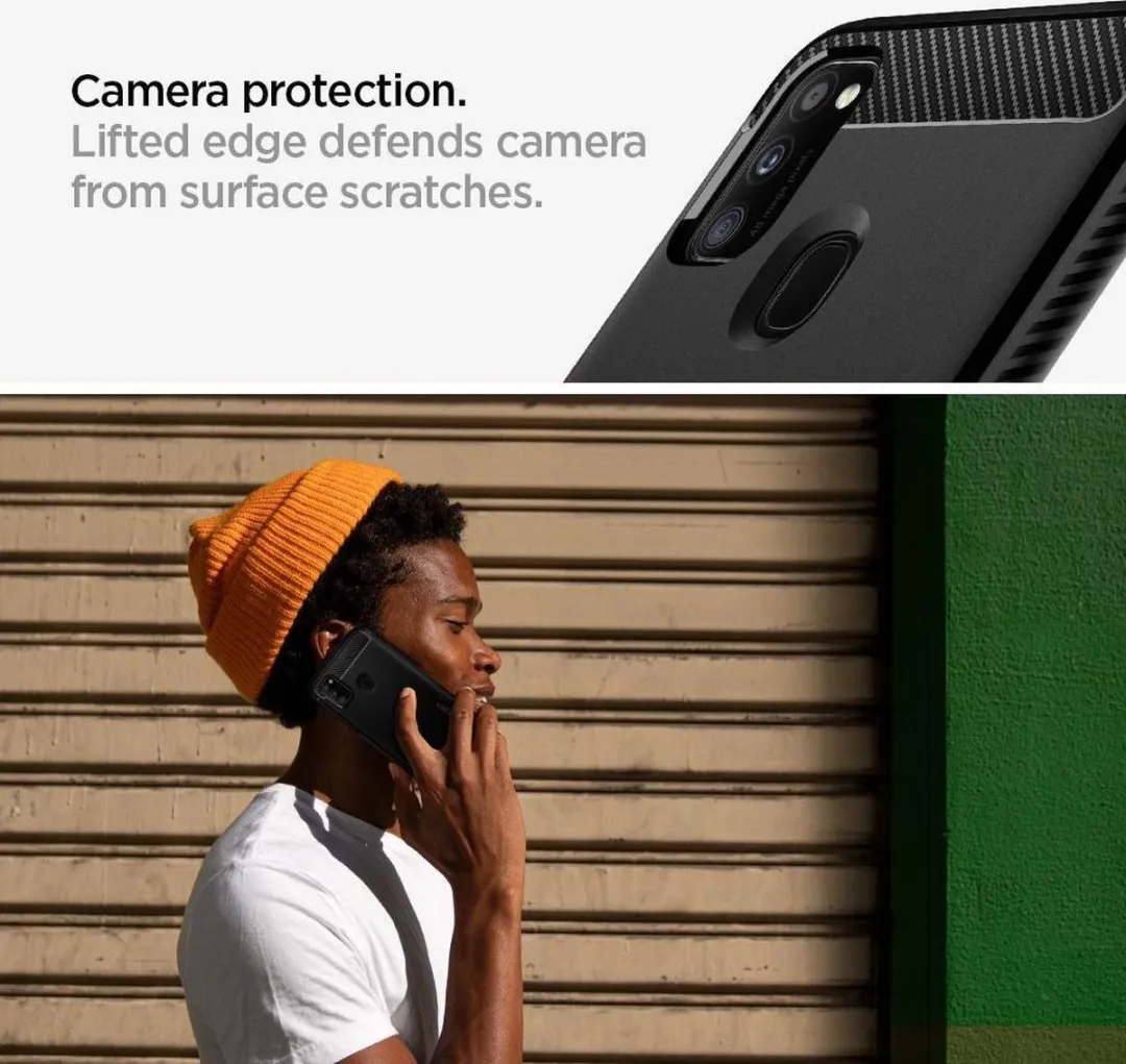 Spigen Rugged Armor ACS01112 Hoesje - Samsung Galaxy M21 - Matt Zwart - afbeelding 6 van 6