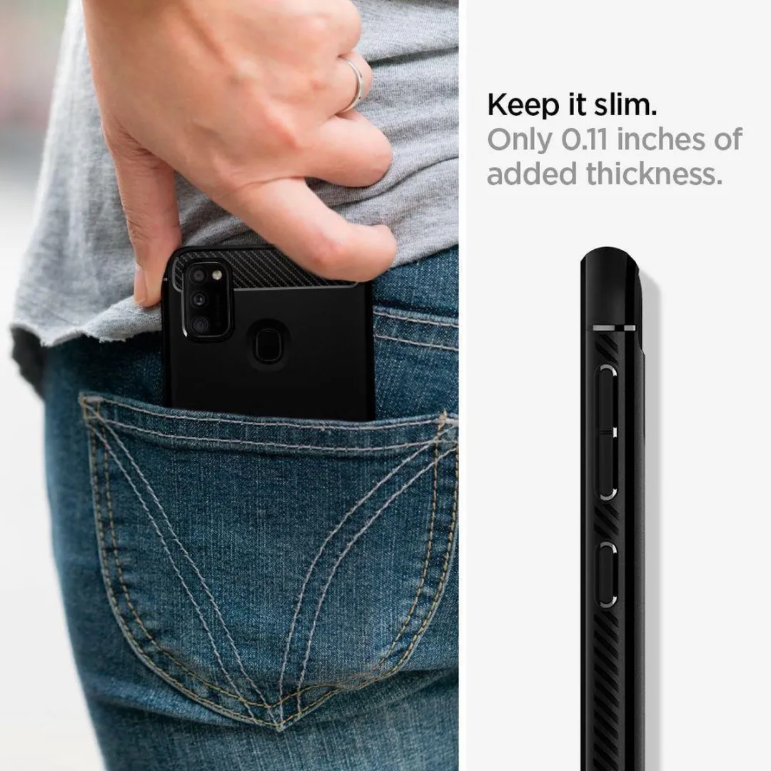 Spigen Rugged Armor ACS01112 Hoesje - Samsung Galaxy M21 - Matt Zwart