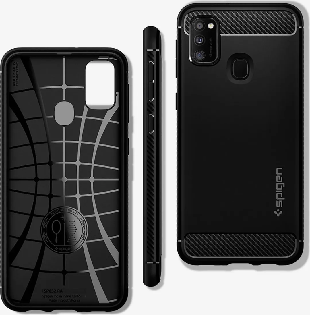 Spigen Rugged Armor ACS01112 Hoesje - Samsung Galaxy M21 - Matt Zwart
