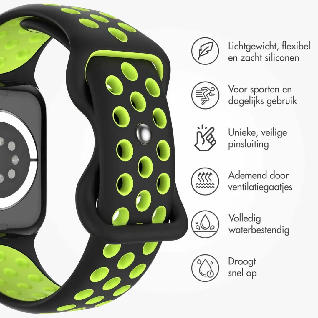 Imoshion Siliconen Sportband Apple Watch 44-49mm - Black & Yellow