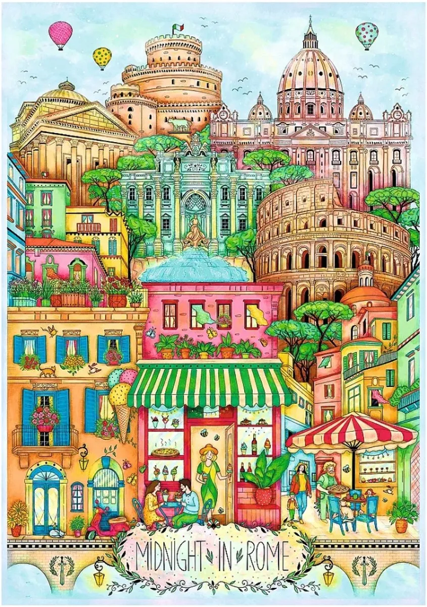 Trefl Puzzel Middernacht in Rome 1000 Stuks - Met poster