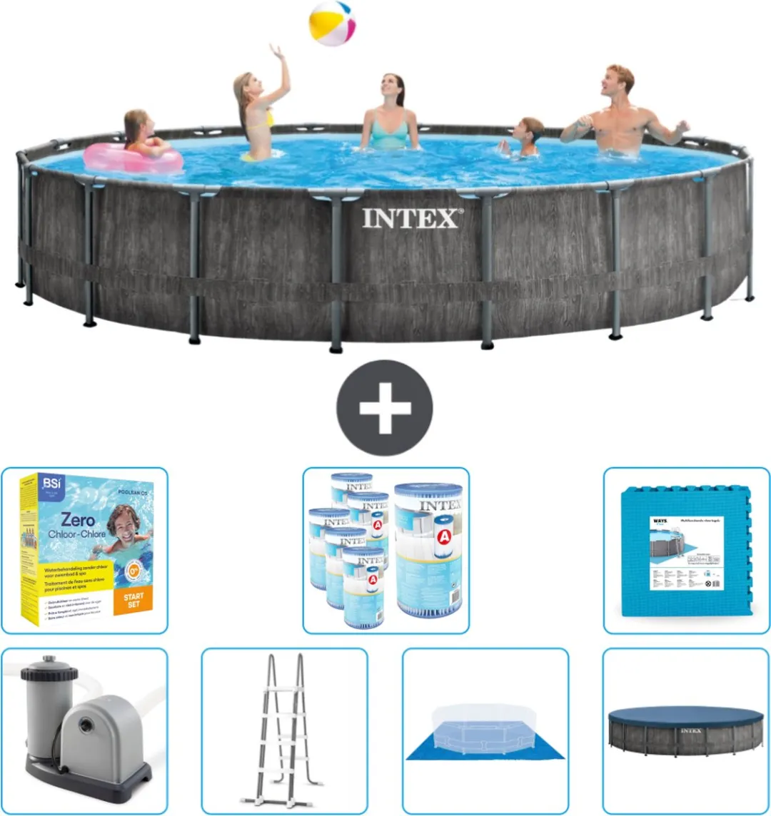 Intex Rond Prism Frame Zwembad 549x122cm - Grijs