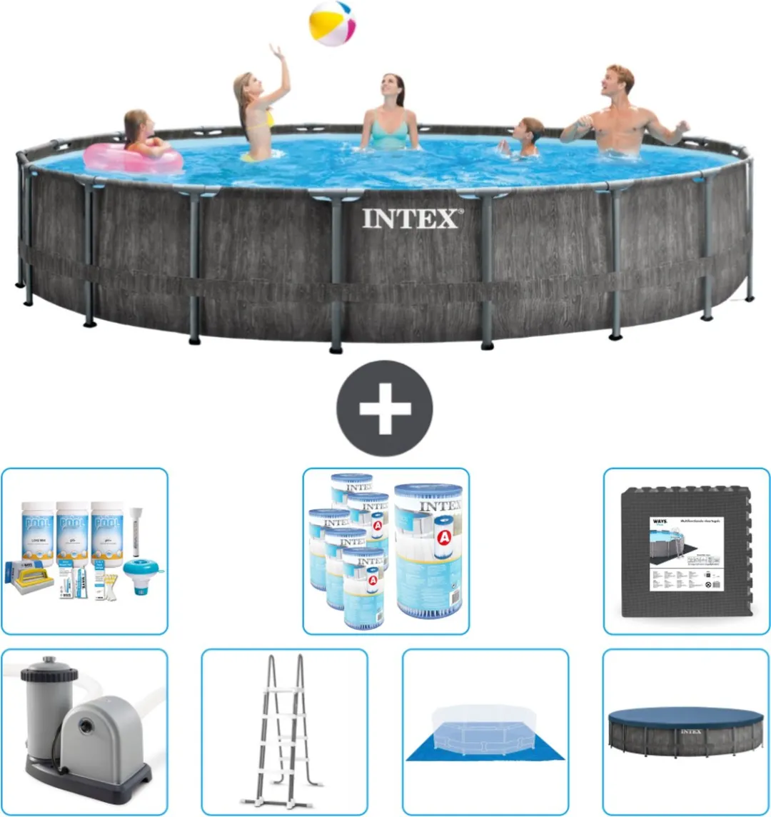 Intex Rond Prism Frame Zwembad 549x122cm - Grijs