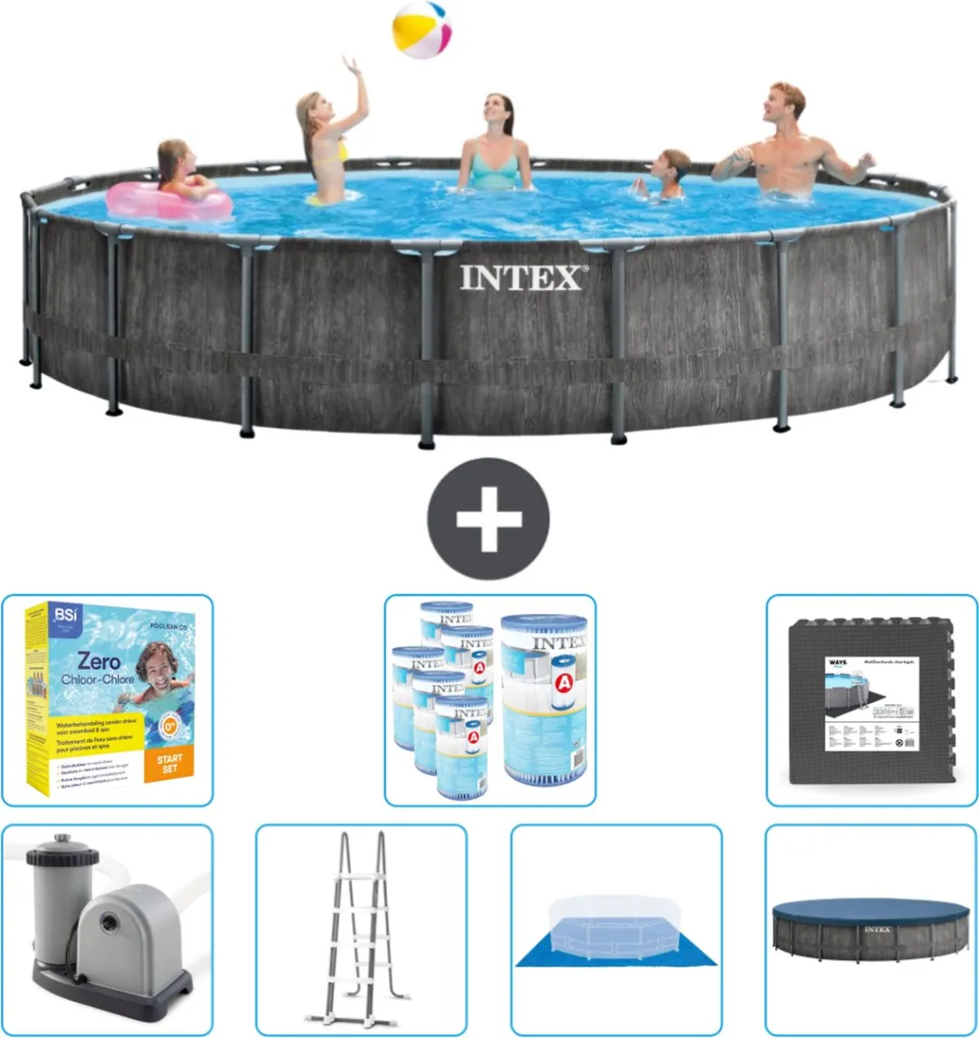 Intex Rond Prism Frame Zwembad 549x122cm - Grijs