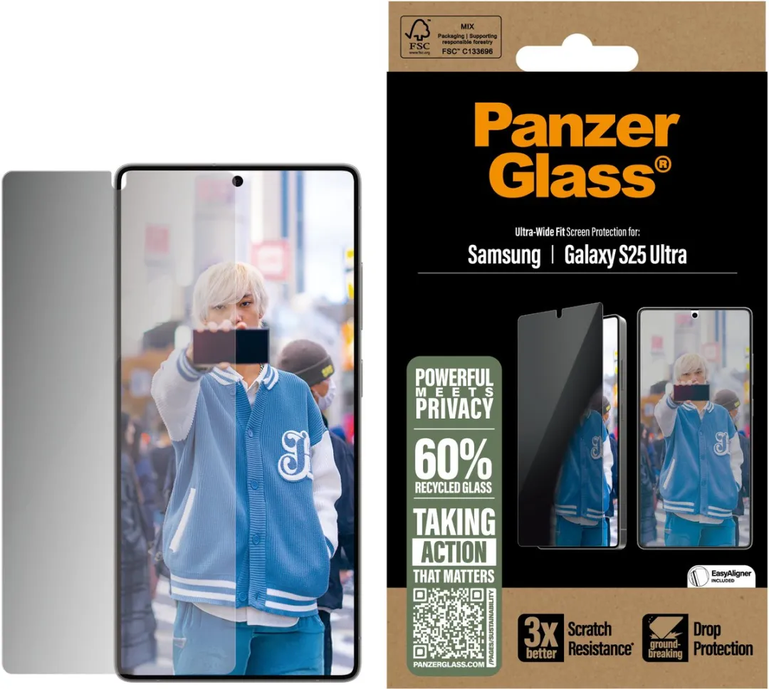 PanzerGlass Ultra-Wide Fit Privacy Screenprotector S25 Ultra - Zwart