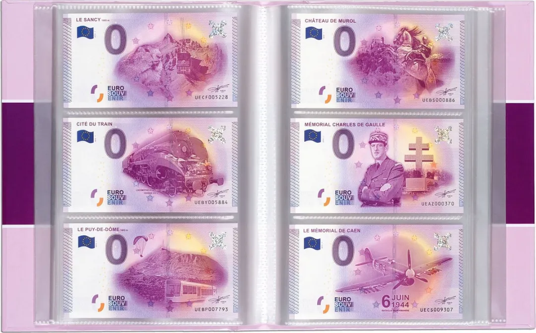 Leuchtturm Euro Souvenir Bankbiljetten Verzamelalbum 210 Vakken - Paars/Rozig