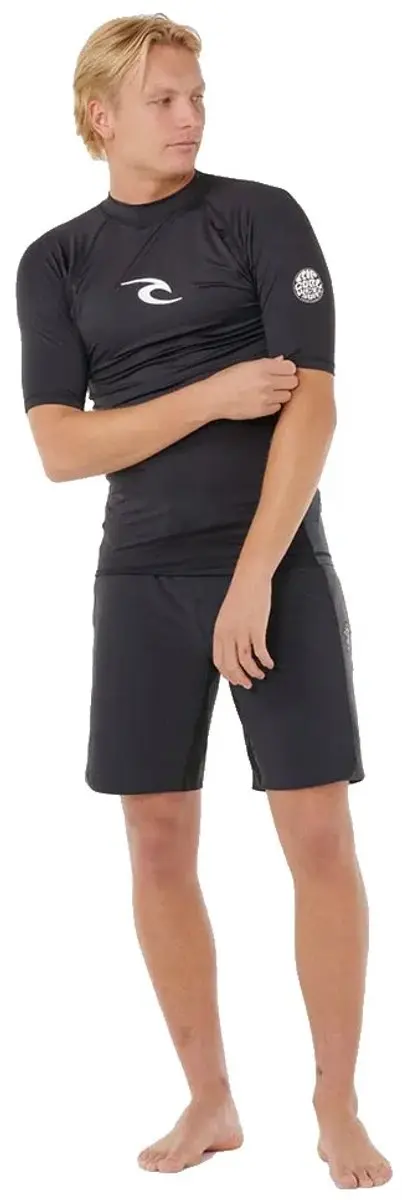 2025 Rip Curl Heren Waves Perf Short Sleeve Lycra Vest - Black - afbeelding 3 van 6