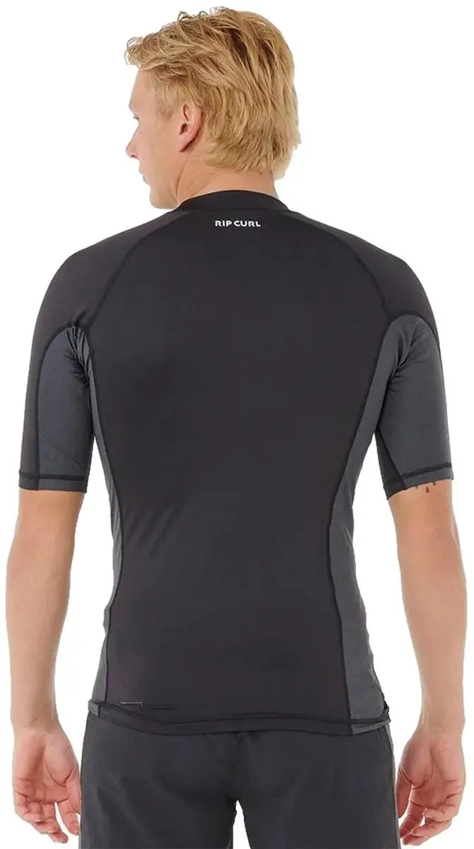 2025 Rip Curl Heren Waves Perf Short Sleeve Lycra Vest - Black - afbeelding 2 van 6