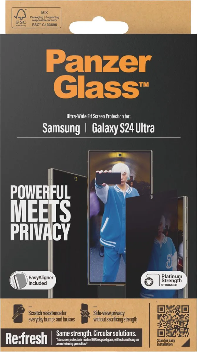PanzerGlass PZ-P7352 Screenprotector Samsung Galaxy S24 Ultra - Privacy - Case Friendly