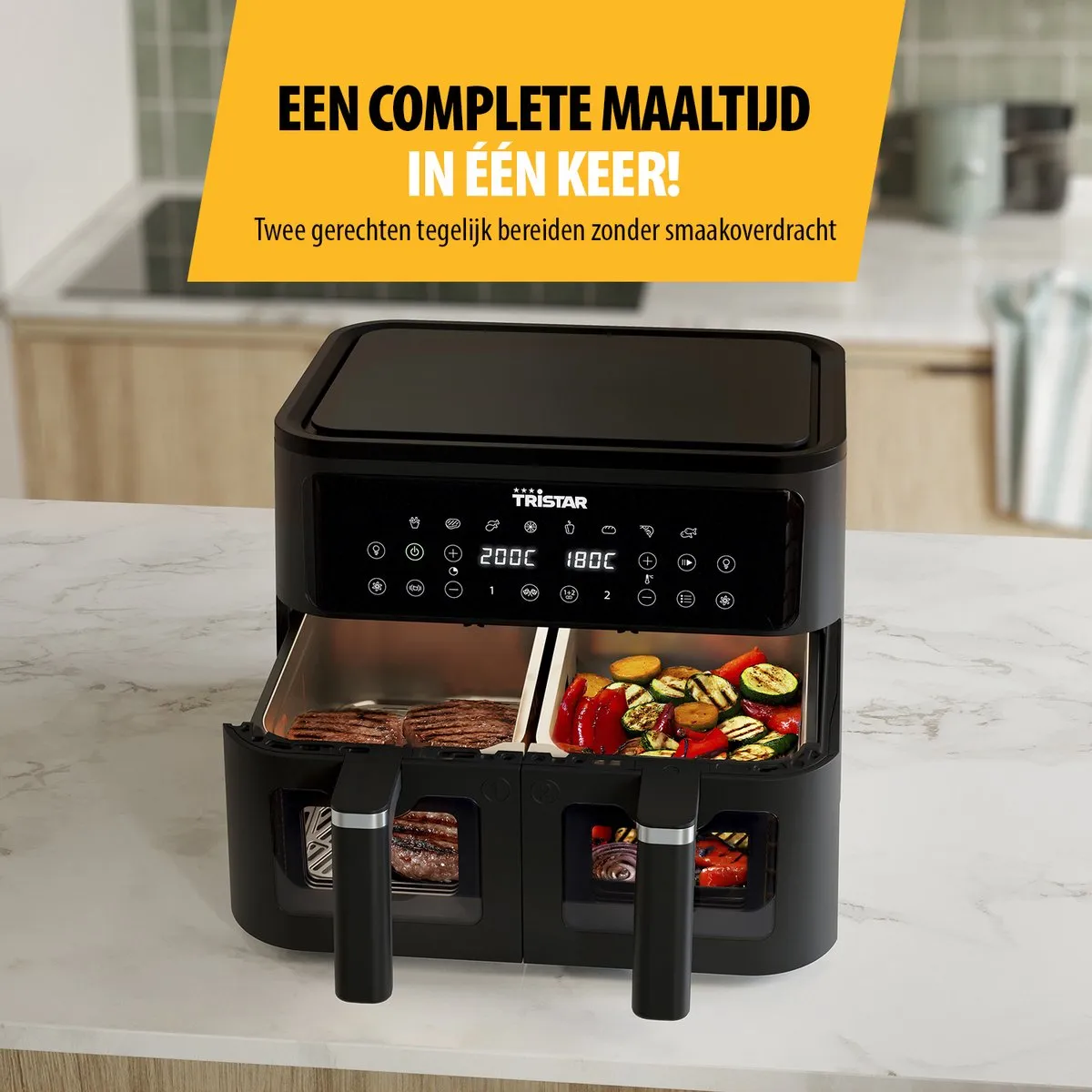 Tristar FR-9429 Dubbele Airfryer 2x4,5L - 9L - 2500W - Zwart - afbeelding 6 van 6