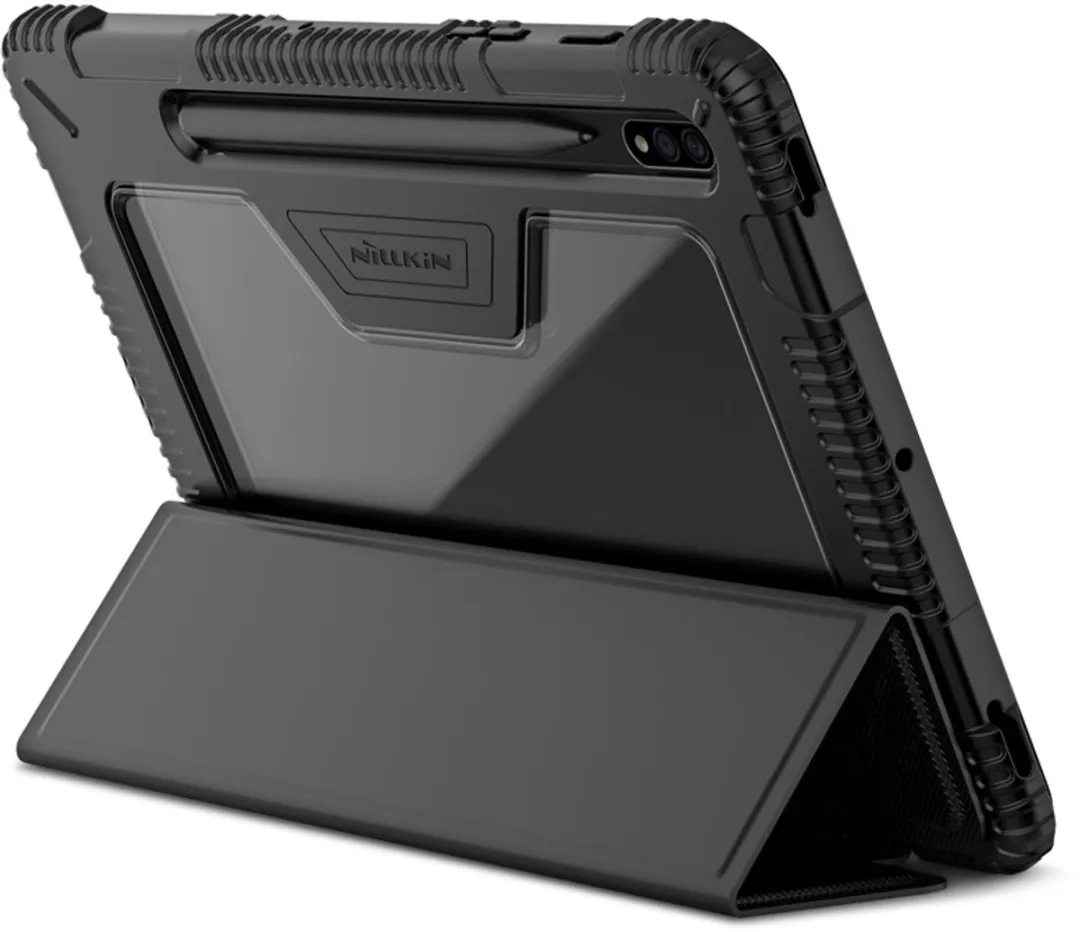 Nillkin Samsung Galaxy Tab S7 Hoes - PU Leren Tri-Fold - 12.4" - Zwart