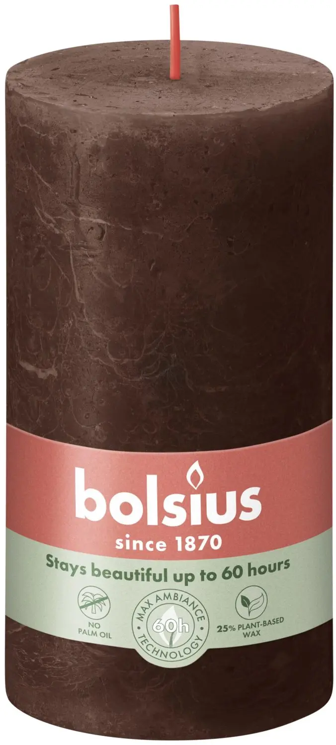 Bolsius Rustiek Stompkaars 130/68 Chocolate Brown