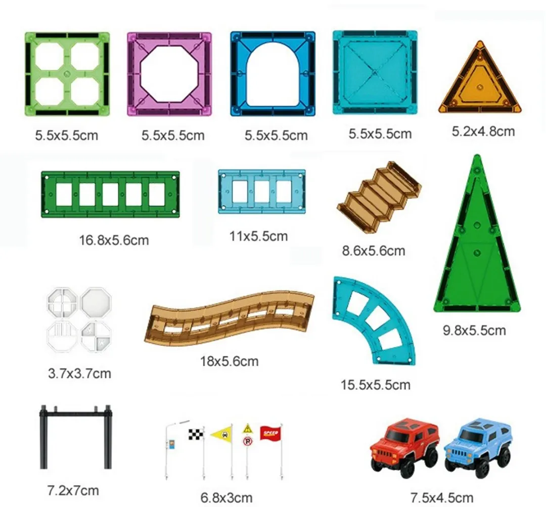 Eco Toys Autobaan Magnetische Tegels 96 Stuks - Multicolor