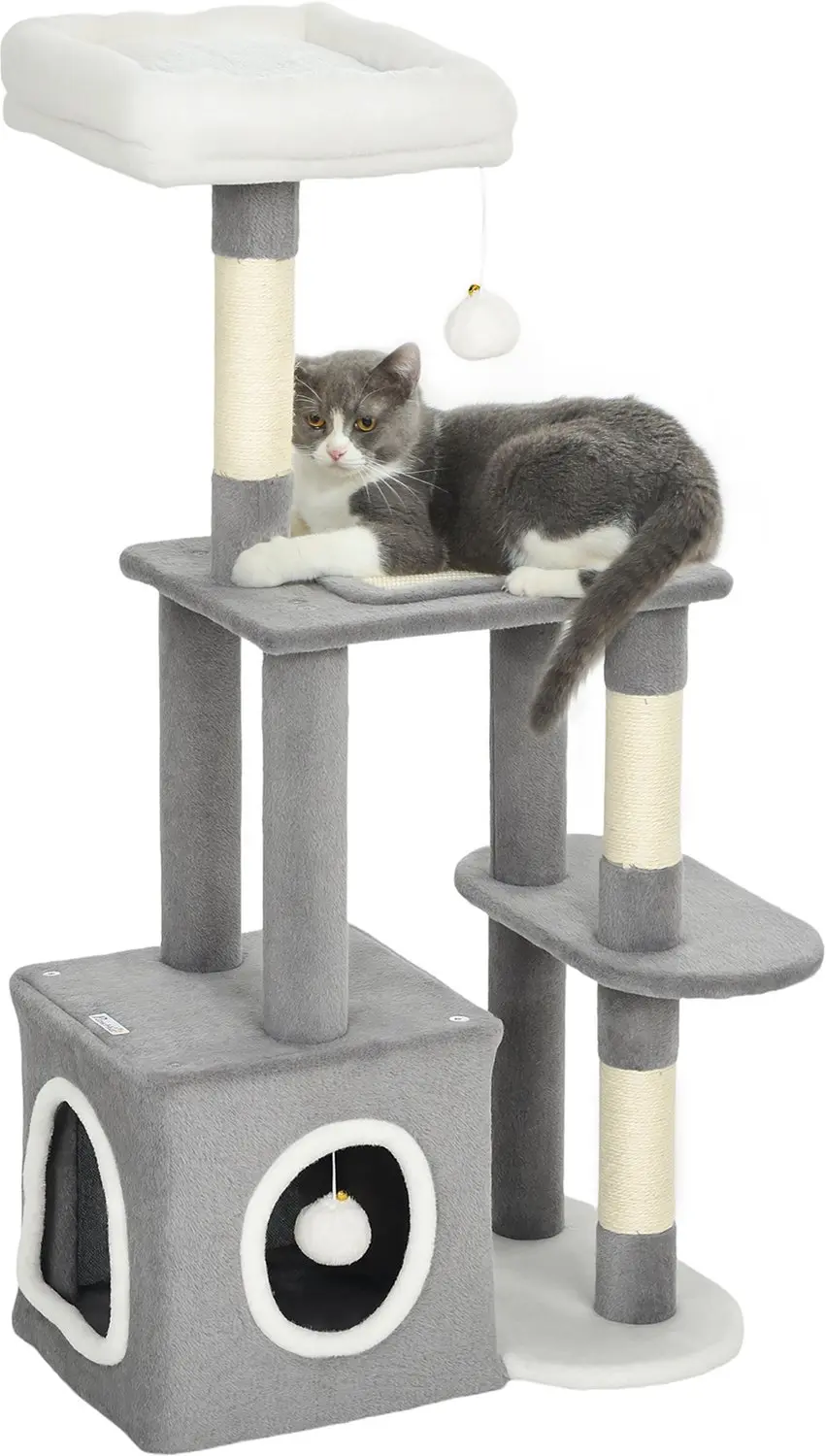 PawHut Kattenboom Spaanplaat, polyester 55L x 40B x 107H cm Grijs