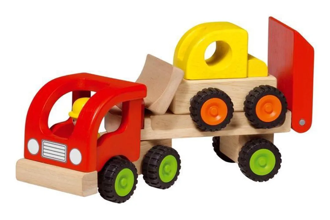 Goki Houten Oplegger met Bulldozer 34x8,5cm