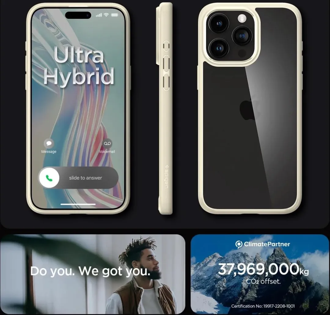 Spigen Ultra Hybrid ACS06571 Hoesje iPhone 15 Pro Max - Matte Beige - afbeelding 6 van 6