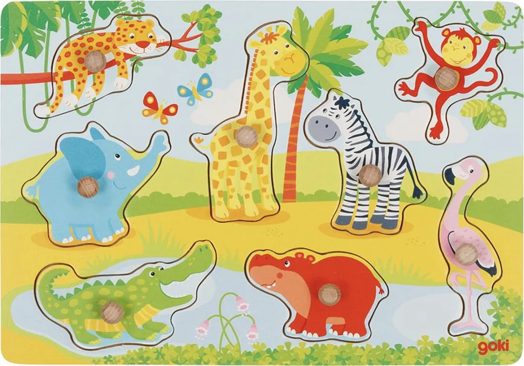 Goki Lift Out Puzzle Baby Animals - 8 Stuks - Multi