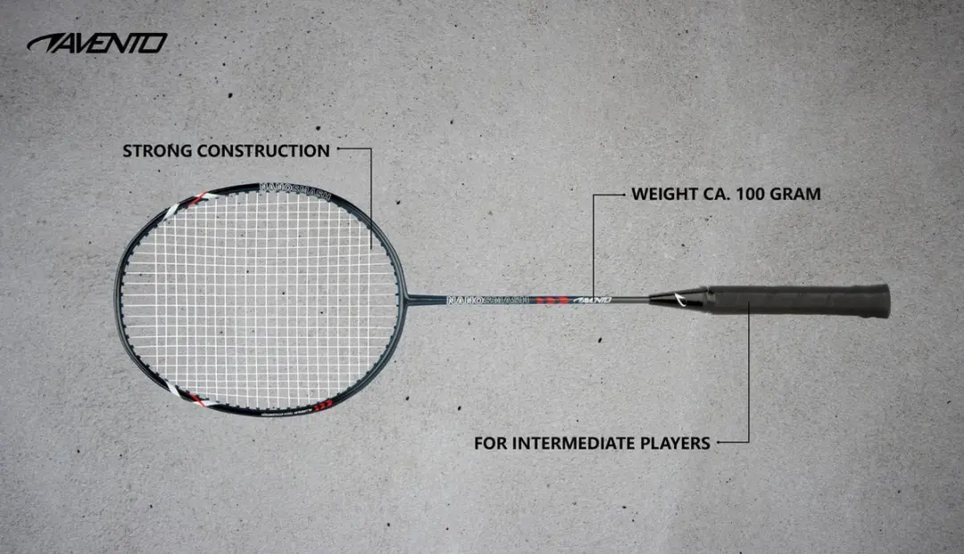 Avento Rally Aluminium Badmintonracket - Zwart/Grijs - afbeelding 4 van 6